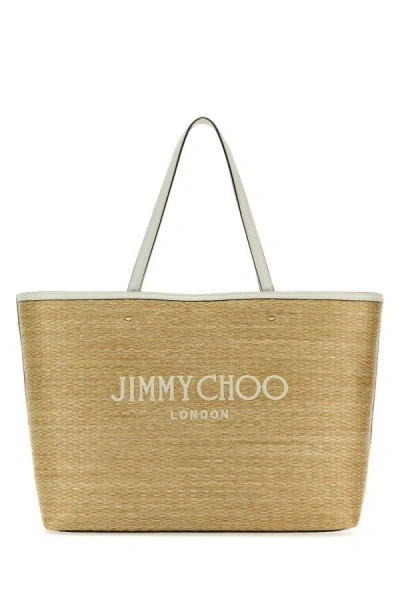 Jimmy Choo Raffia Marli/s Shopping Bag In Brown
