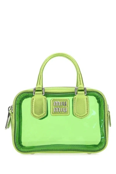 Miu Miu Green Leather And Pvc Mini Handbag