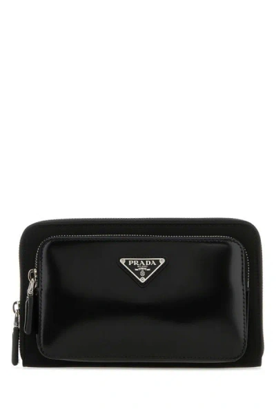 Prada Black Leather And Re-nylon Belt Bag
