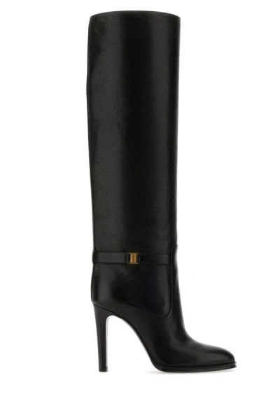 Saint Laurent Woman Black Leather Diane Boots