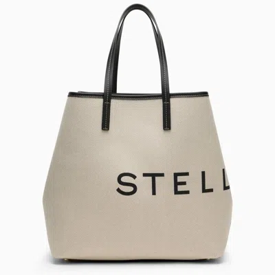 Stella Mccartney Ecru Cotton-blend Tote Bag With Logo Women In White