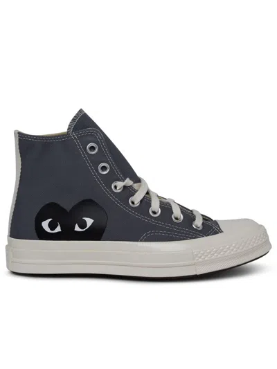Comme Des Garçons Play X Converse High Top Grey Canvas Sneakers