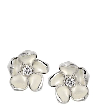 Shaun Leane Cherry Blossom Silver And Diamond Stud Earrings