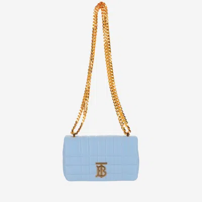 Burberry Lola Mini Quilted Leather Bag In Light Blue