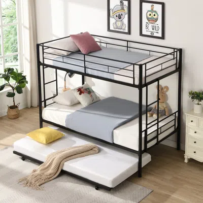 Simplie Fun Over Twin Bunk Bed Frame In Black