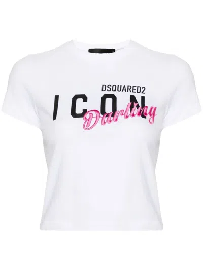Dsquared2 White, Black And Pink Cotton T-shirt