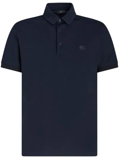 Etro Polo Shirt With Logo In Blue