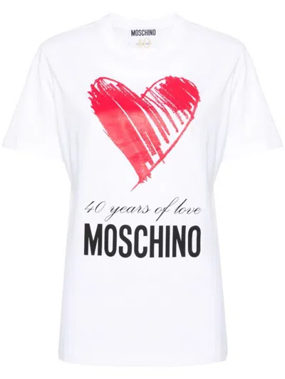 Moschino Logo Print T-shirt In White