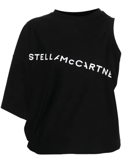 Stella Mccartney Asymmetric Sleeves T-shirt In Black