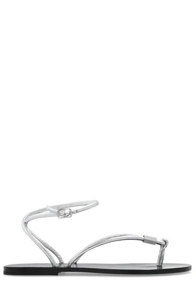 Iro Aventurine Strap-detail Leather Sandals In Silver