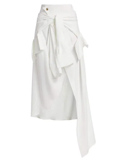 A.w.a.k.e. Women's Deconstructed Shirt Draped Midi-skirt In White
