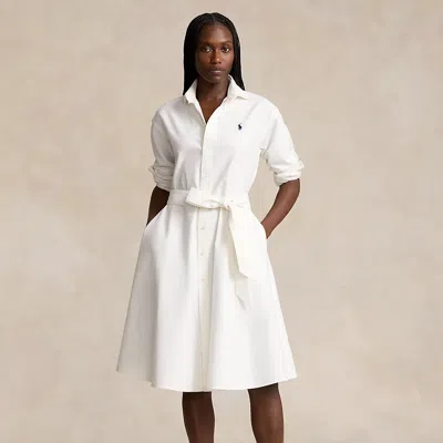 Polo Ralph Lauren Belted Cotton Oxford Shirtdress In White