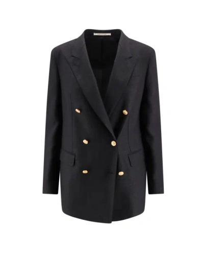 Tagliatore Wool And Cashmere Blend Double-breasted Jacket In Black