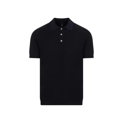 Dunhill Logo Cotton Polo In Black