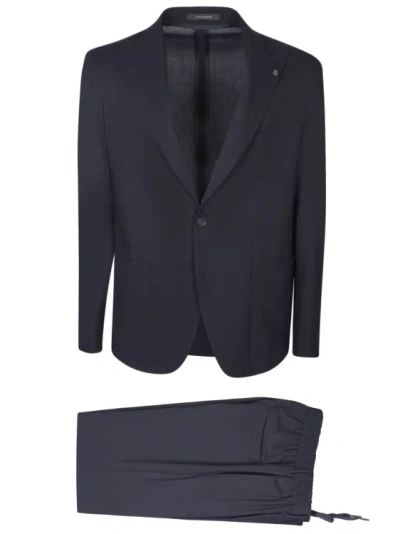 Tagliatore Wool-blend Suit In Blue