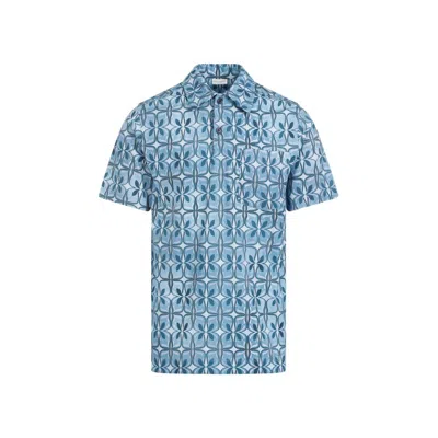Dries Van Noten Men's Helder Printed Polo Shirt In Blue
