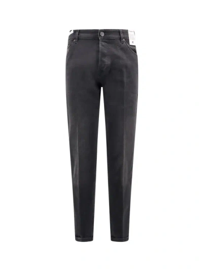 Pt Torino Cotton Trouser With Rippings Detail In Black