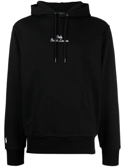 Polo Ralph Lauren Logo-embroidered Cotton-blend Hoodie In Black