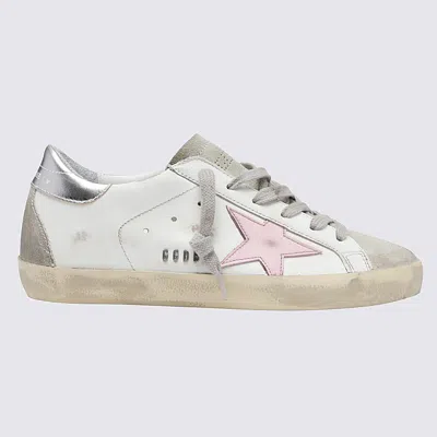 Golden Goose White Ice And Orchid Pink Leather Super-star Sneakers In White/ice/orchid Pink/silver