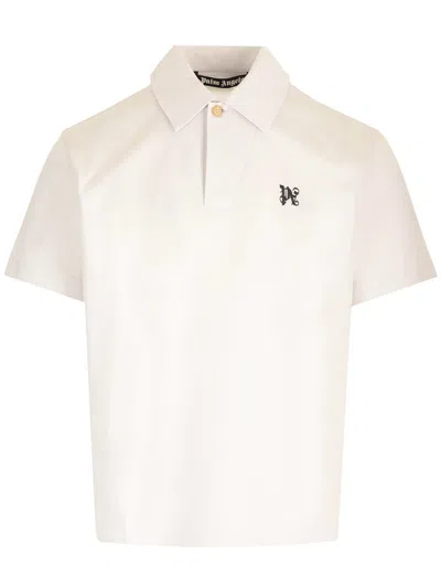 Palm Angels Cotton Polo Shirt In Light Grey