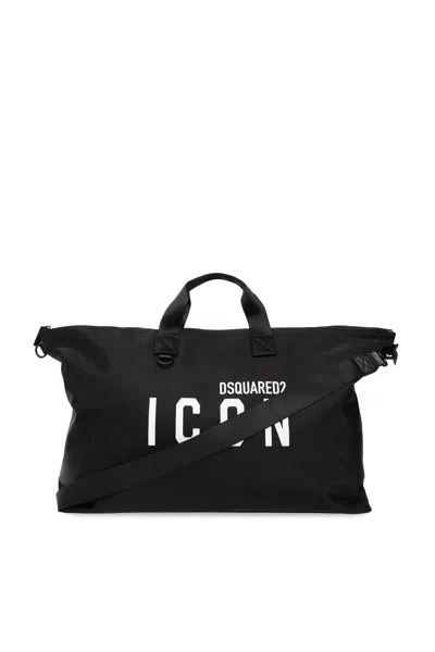 Dsquared2 Duffel Bag With Logo In Nero
