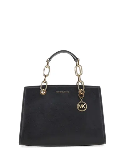 Michael Kors Cynthia Leather Handbag In Black