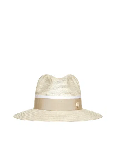 Maison Michel Henrietta Straw Hat In Natural Beige