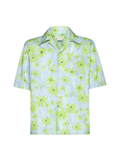 Marni Cotton Shirt In Aquamarine