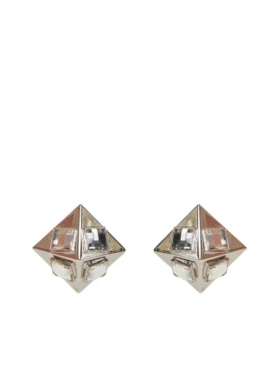 Alessandra Rich Embellished Earrings In Cry Silver