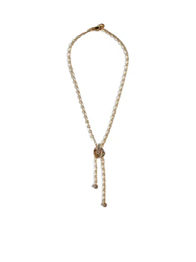 Lanvin Link Pendant Chain Necklace In Gold Crystal