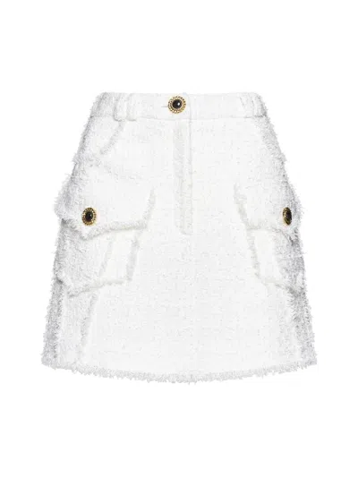 Balmain Cotton Skirt In White