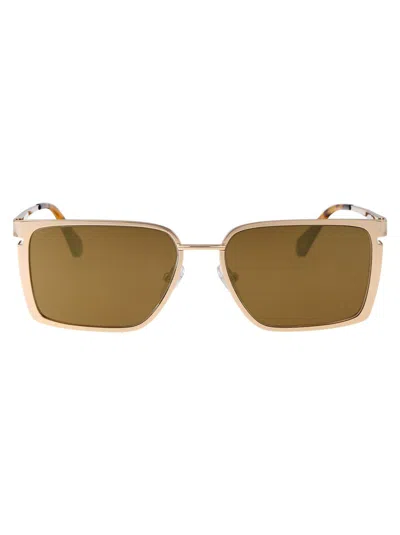 Off-white Rectangular Frame Sunglasses In Gold Gold Mirror