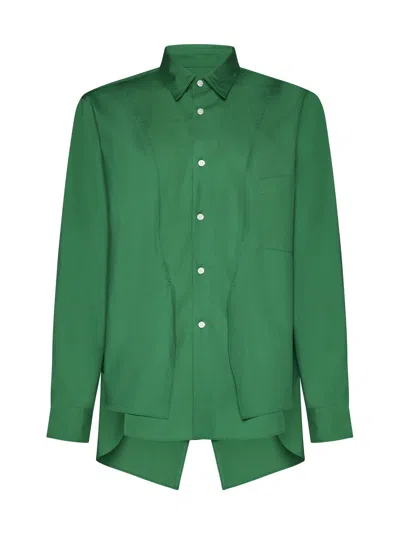 Comme Des Garçons Homme Deux Asymmetric Cotton Shirt In Green