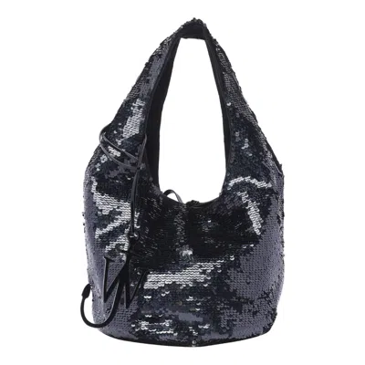 Jw Anderson Mini Sequins Shopping Bag In Navy