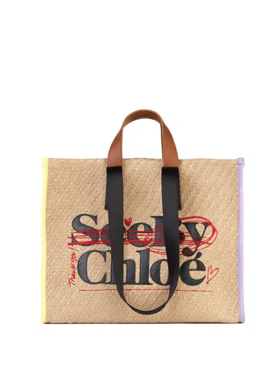 See By Chloé Bye Jute Tote Bag In Straw Beige