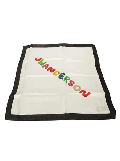 Jw Anderson 60 X 60 Scarf In Offwhite/black