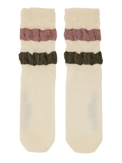 Golden Goose Striped Socks In Vintage White/ Multicolor