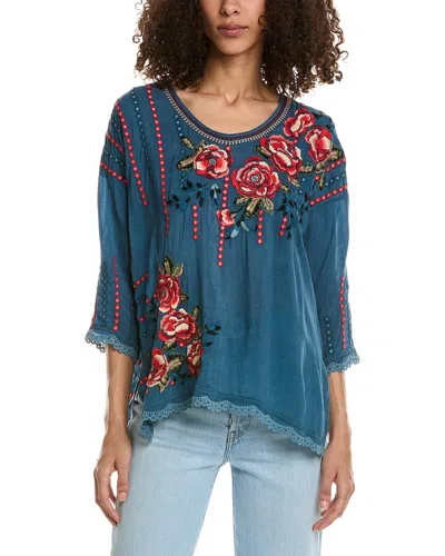 Johnny Was Giovanna Embroidered Top In Blue