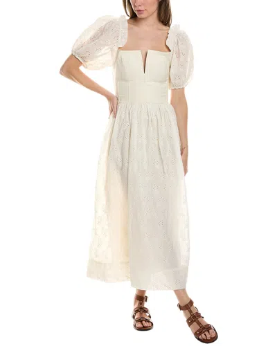 The Great The Primrose Broderie Anglaise Cotton Midi Dress In White