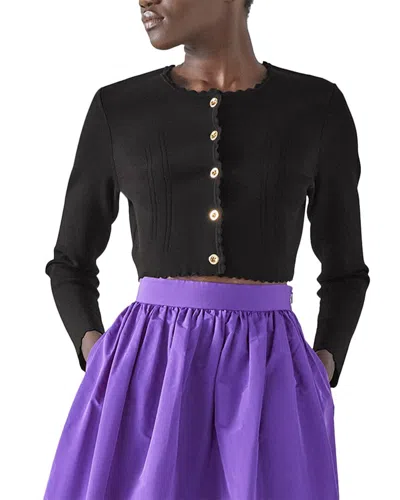 Lk Bennett Womens Bla-black Hilary Scalloped-trim Knitted Cardigan