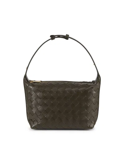 Bottega Veneta Wallace Mini Leather Shoulder Bag In Kaki-gold