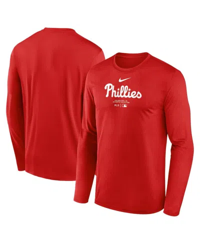 Nike Men's Red Philadelphia Phillies Authentic Collection Practice Performance Long Sleeve T-shirt