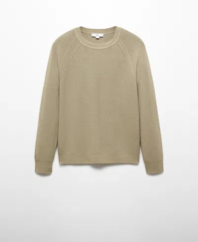Mango Ribbed Round-neck Sweater Khaki