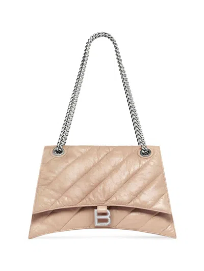 Balenciaga Women's Crush Medium Chain Bag Quilted In Light Beige
