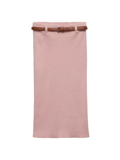 Prada Ribbed Cotton Skirt In Pink