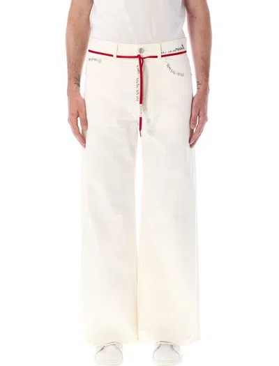 Marni Cotton Woven Pants In Lily White