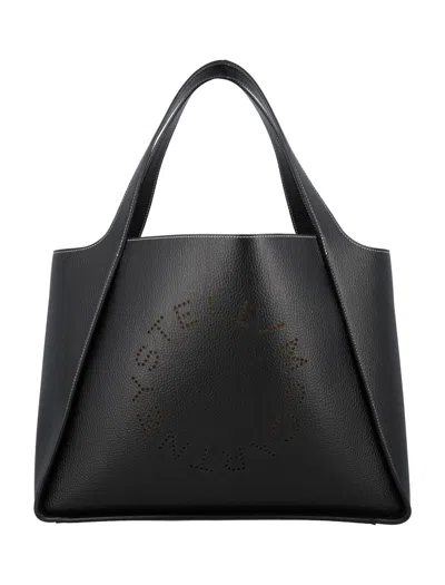 Stella Mccartney Logo Grainy Alter Mat Tote Bag In Black