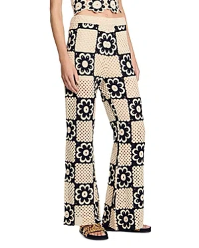 Sandro Floral Crochet Trousers In Naturels