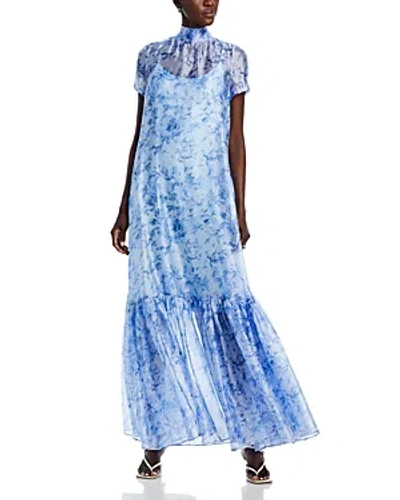 Staud Women's Calluna Organza Floor-length Dress In Patterned Blue
