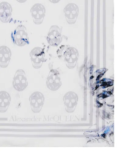 Alexander Mcqueen Scarf With Skull Print In Gray